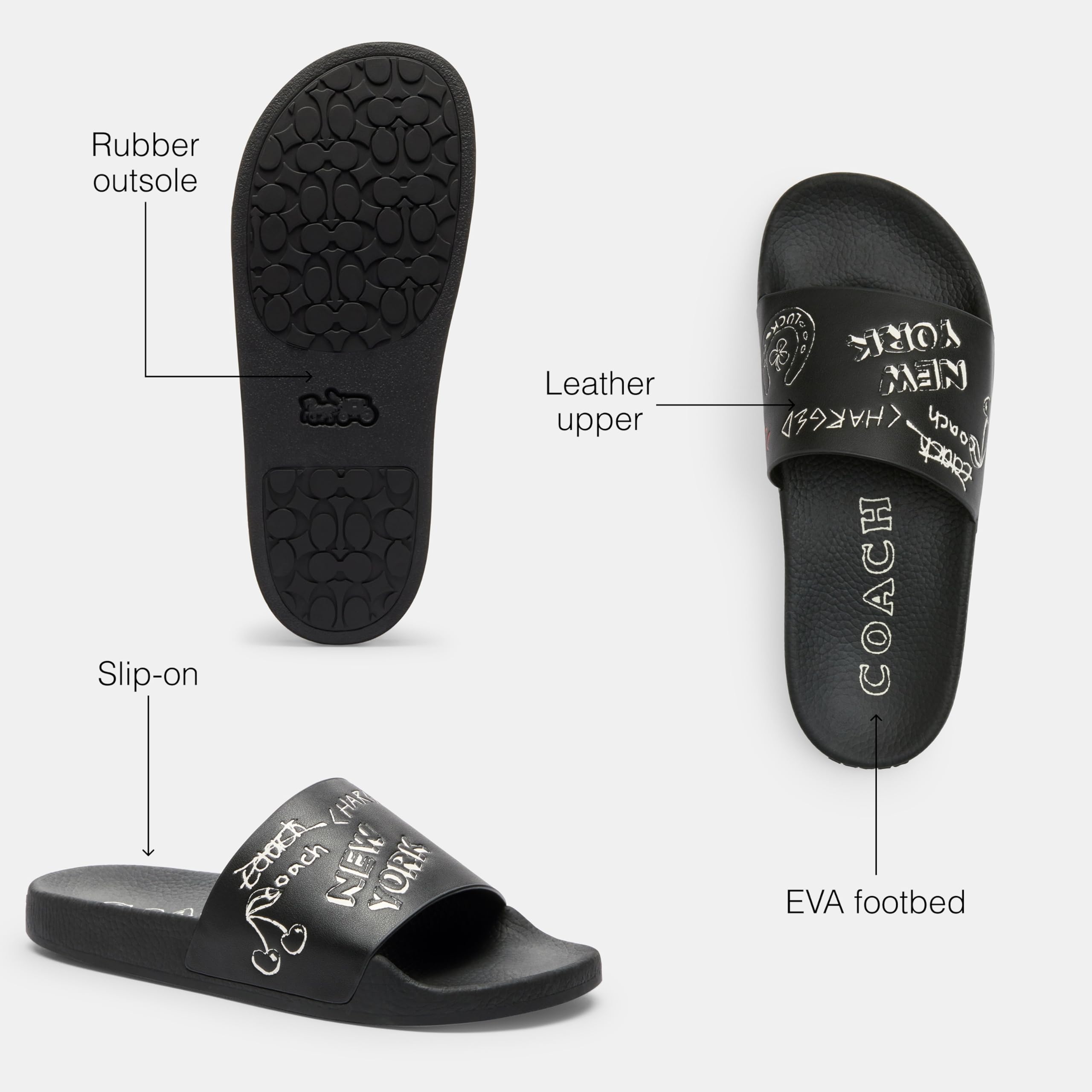 COACH Women's Udele Coated Canvas Slides